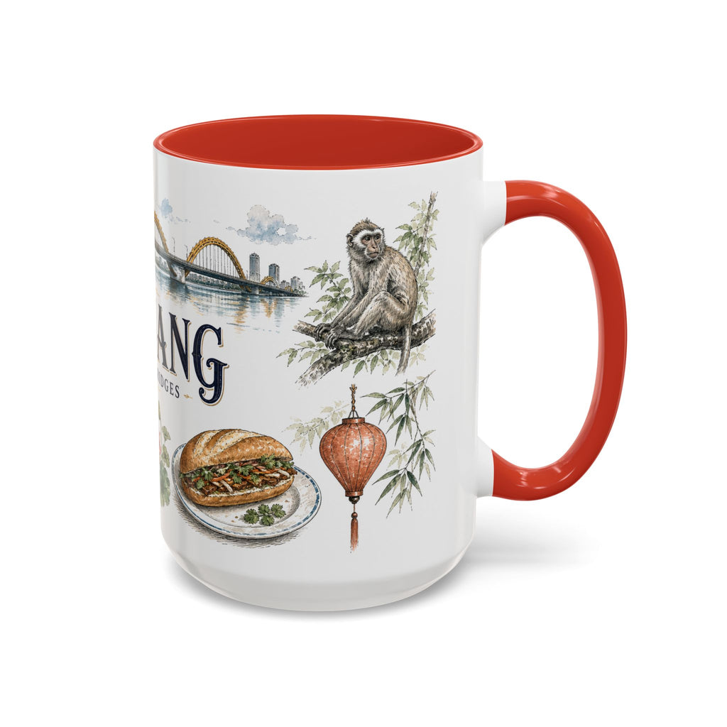 Da Nang Coffee Mug | Vietnam Travel Souvenir | Vintage Illustrated City Gift | 11 oz 15 oz Accent Mug