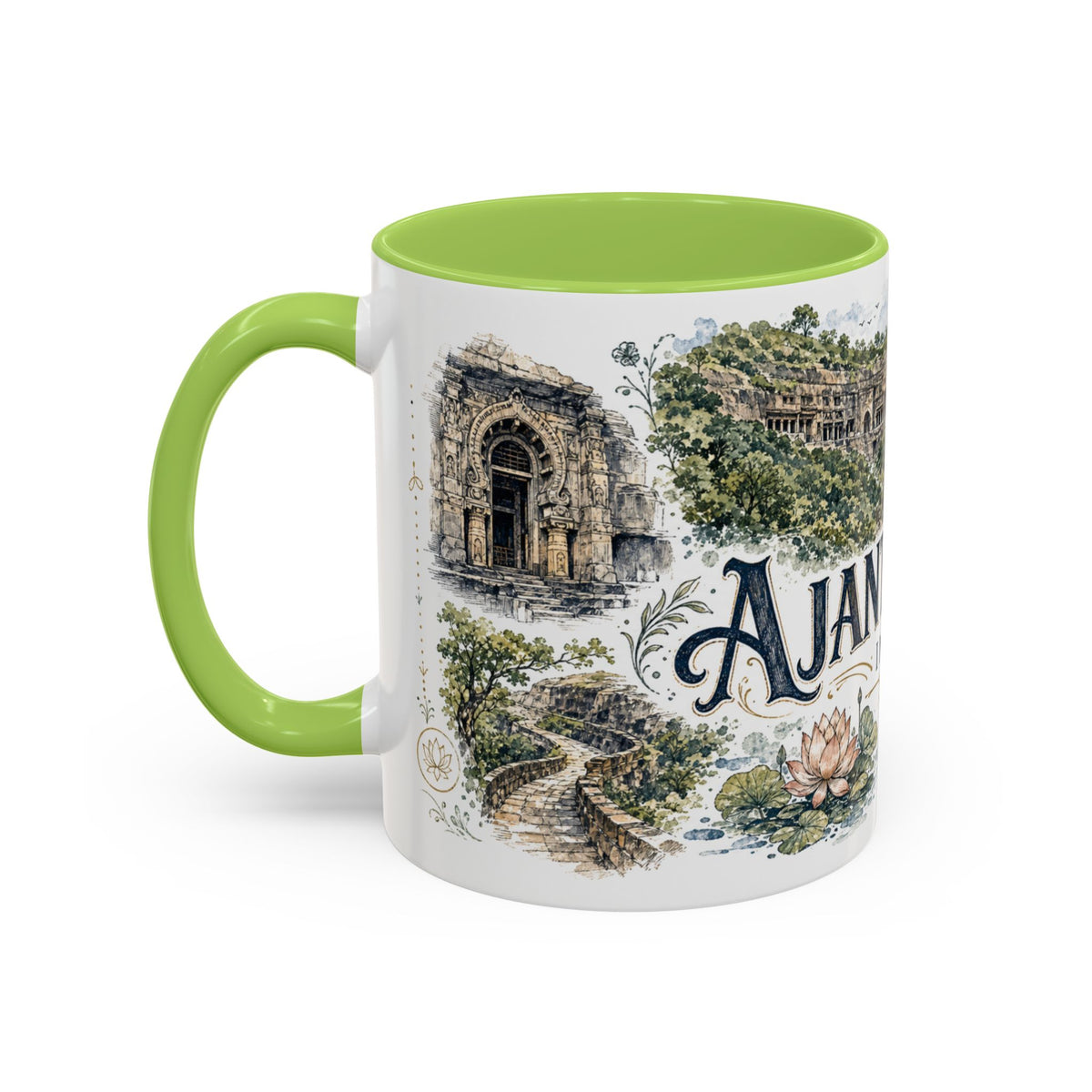 Ajanta Caves Mug, India Travel Souvenir, Bucket List Gift, Accent Ceramic Coffee Mug 11oz 15oz