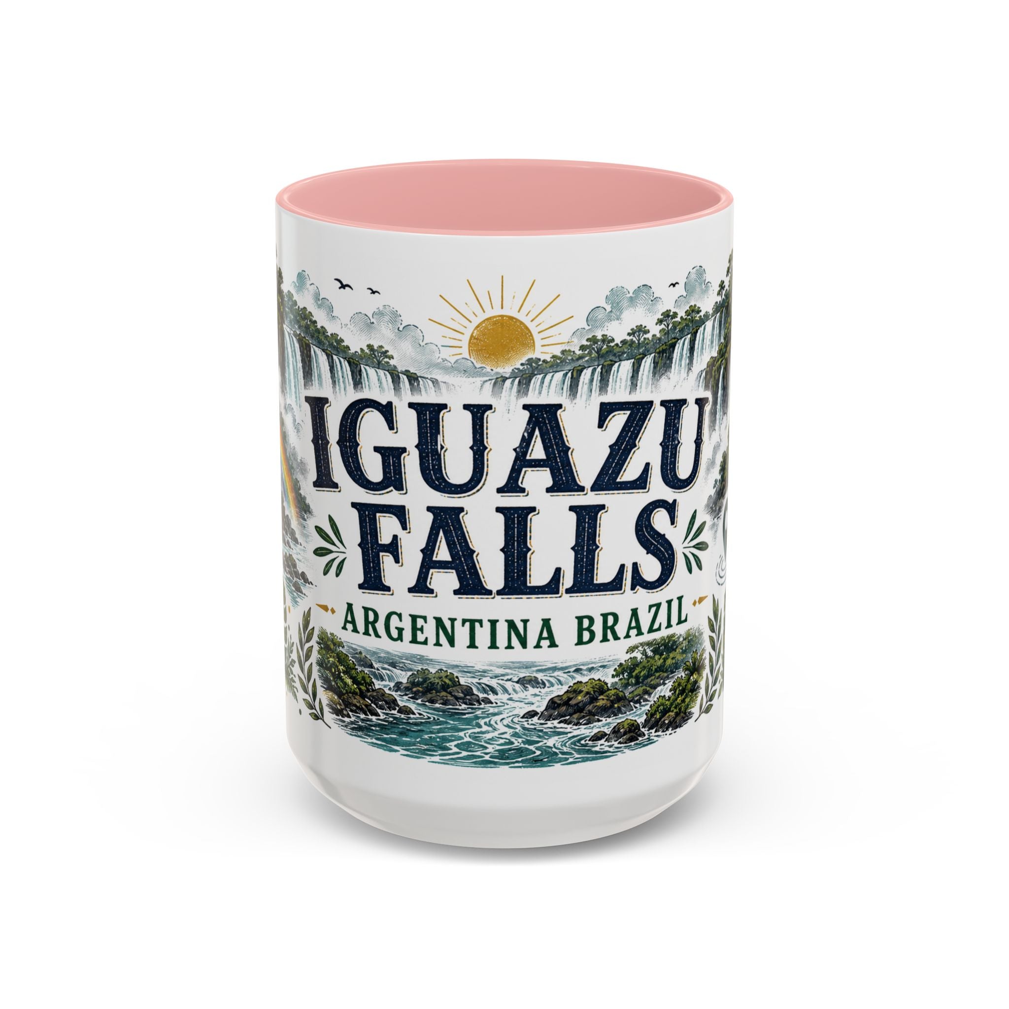Iguazu Falls Coffee Mug | Travel Destination Souvenir Gift | Accent Color Ceramic 11oz 15oz