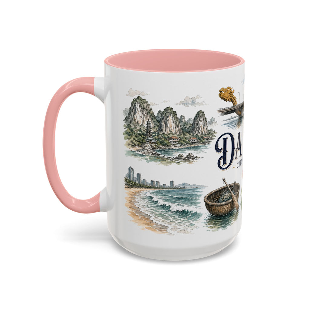 Da Nang Coffee Mug | Vietnam Travel Souvenir | Vintage Illustrated City Gift | 11 oz 15 oz Accent Mug