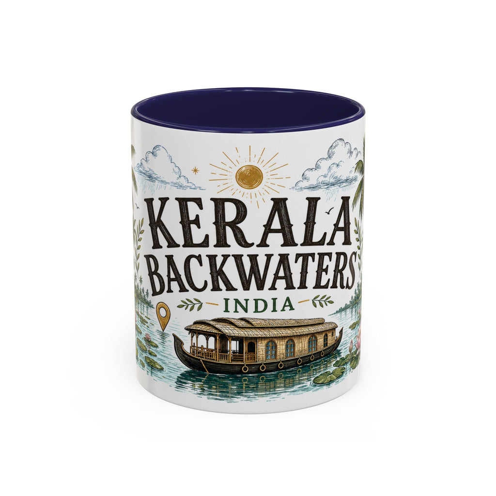 Kerala Backwaters Coffee Mug | Travel Destination Souvenir Gift | Accent Color Ceramic 11oz 15oz