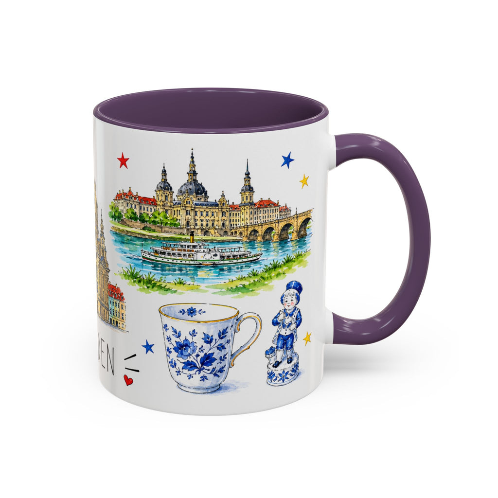 Dresden Illustrated Travel Mug | City Souvenir Accent Coffee Mug | 11oz 15oz Ceramic Cup