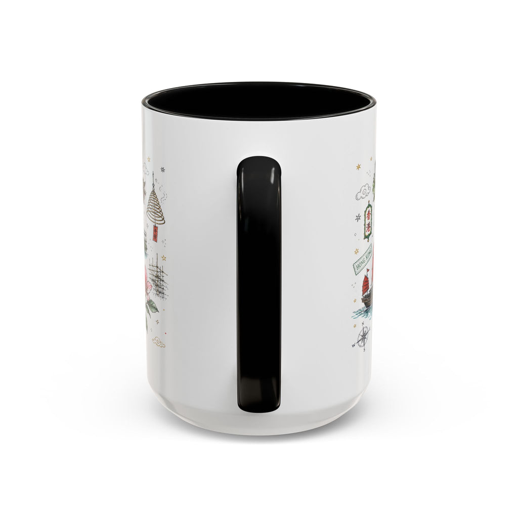 Hong Kong Coffee Mug | Asia Souvenir Travel Gift | Accent Color Ceramic 11oz 15oz