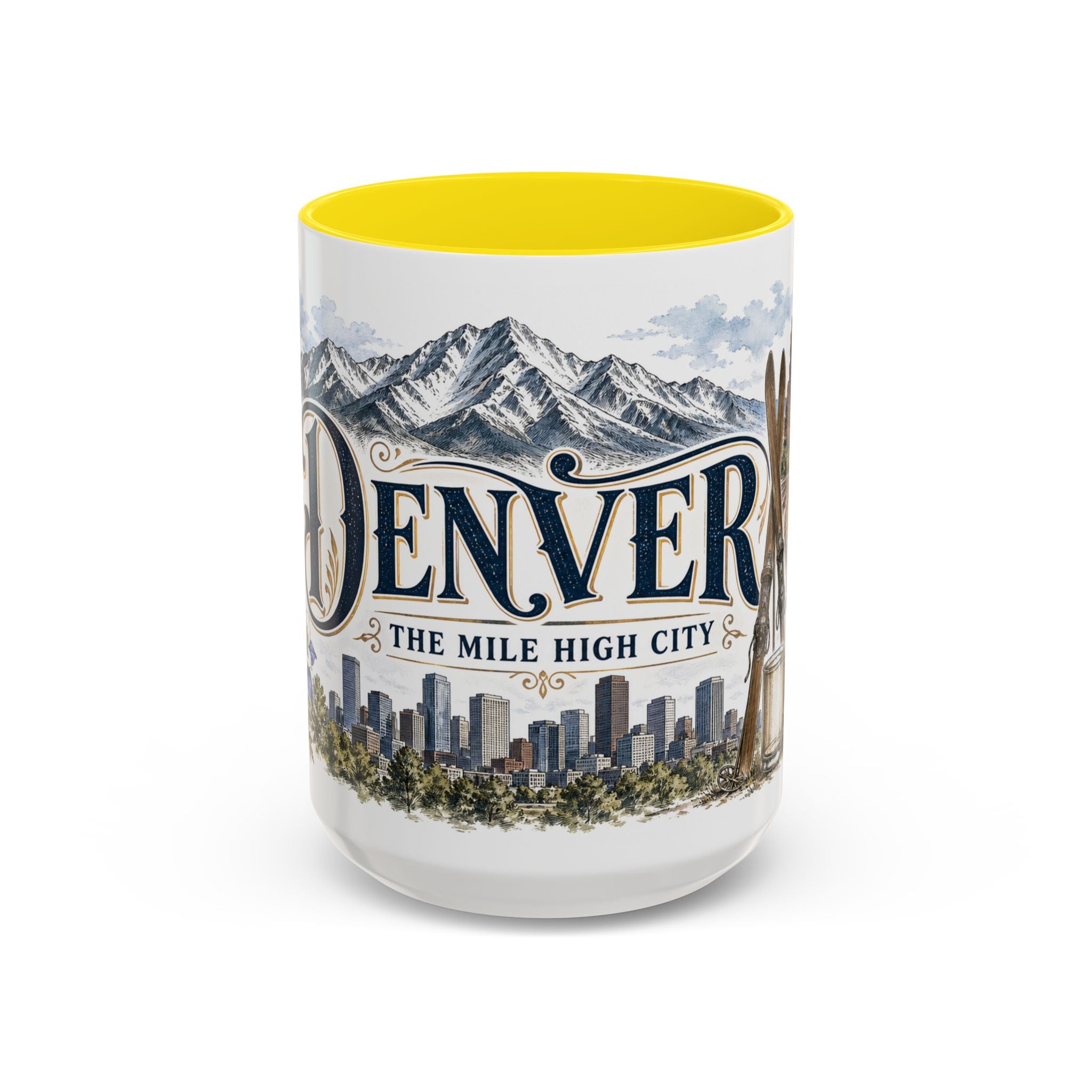 Denver Coffee Mug | United States Travel Souvenir | Vintage Illustrated City Gift | 11 oz 15 oz Accent Mug