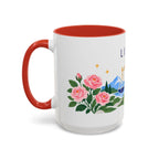 Libra Zodiac Coffee Mug | Scales and Rose Design | Astrology Birthday Gift | 11 oz 15 oz Ceramic Accent Mug