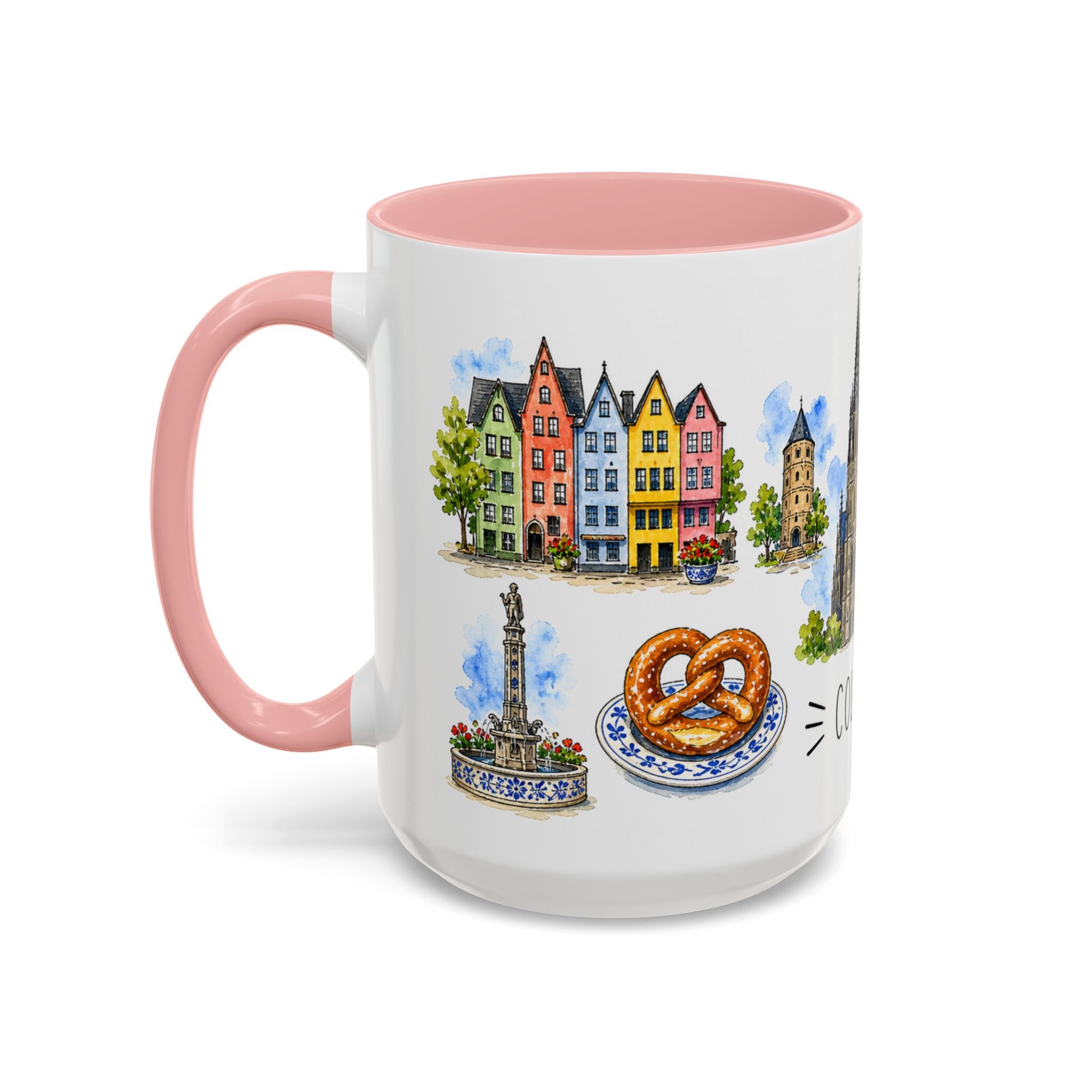 Cologne Illustrated Travel Mug | City Souvenir Accent Coffee Mug | 11oz 15oz Ceramic Cup