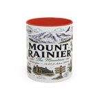 Mount Rainier Coffee Mug | National Park Hiking Washington Gift | Accent Color Ceramic 11oz 15oz