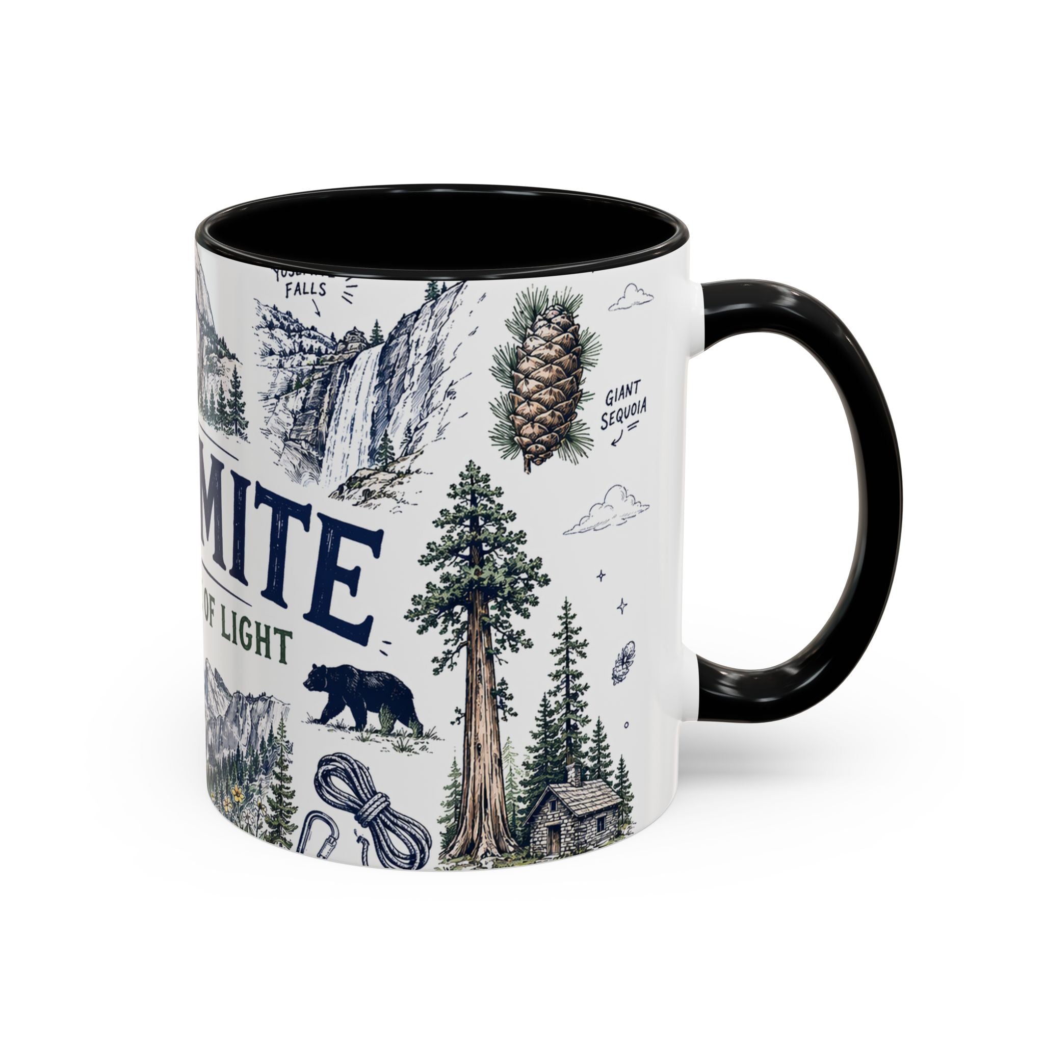 Yosemite National Park Coffee Mug | Hiking Camping Nature Gift | Accent Color Ceramic 11oz 15oz