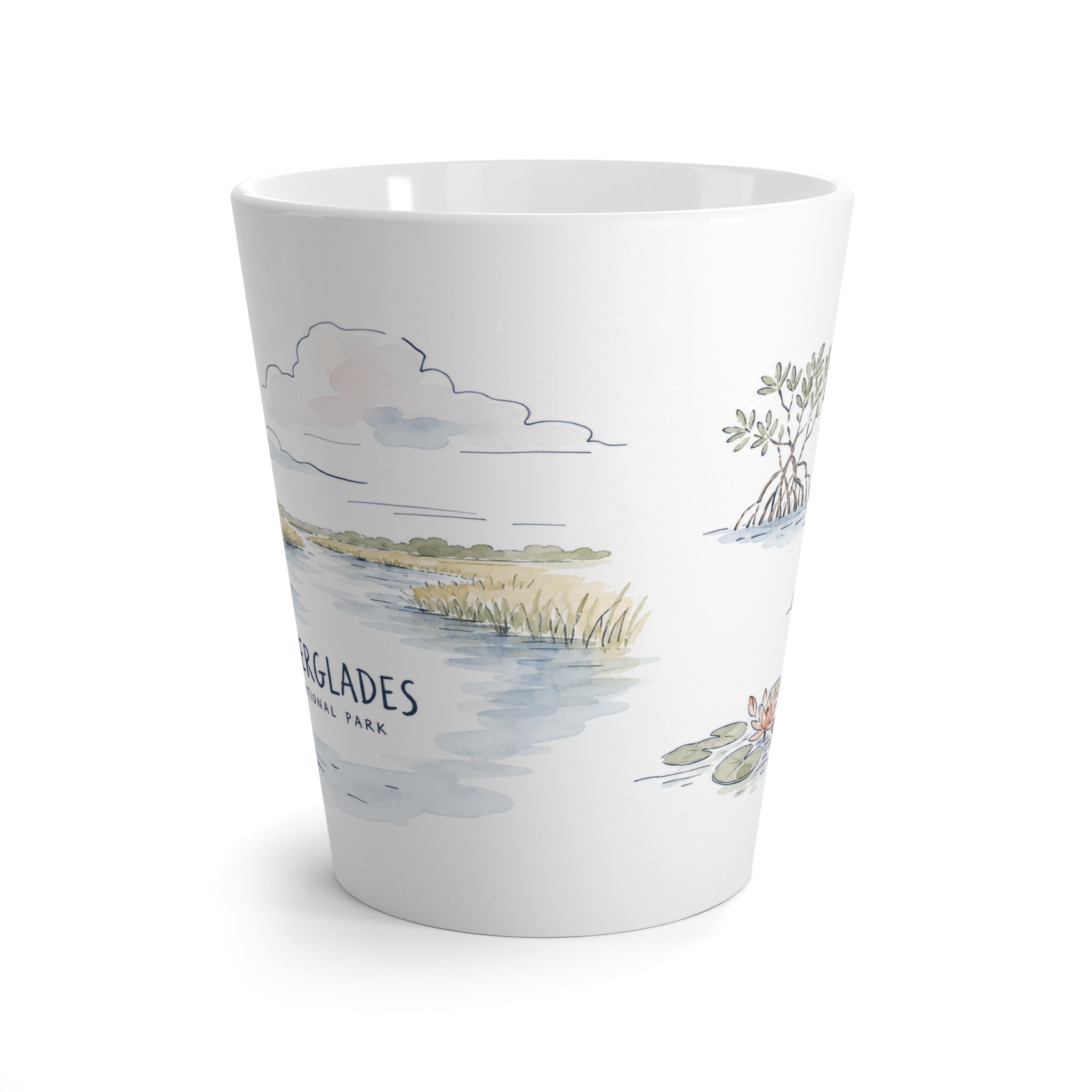 Everglades National Park Latte Mug | Pastel Watercolor Nature Coffee Cup | 12 oz Travel Souvenir Gift