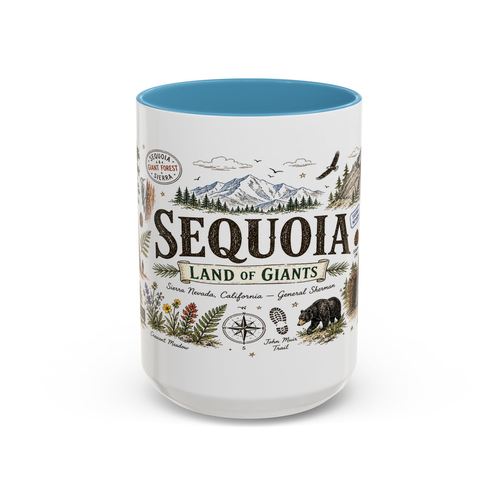 Sequoia Coffee Mug | National Park Hiking California Gift | Accent Color Ceramic 11oz 15oz