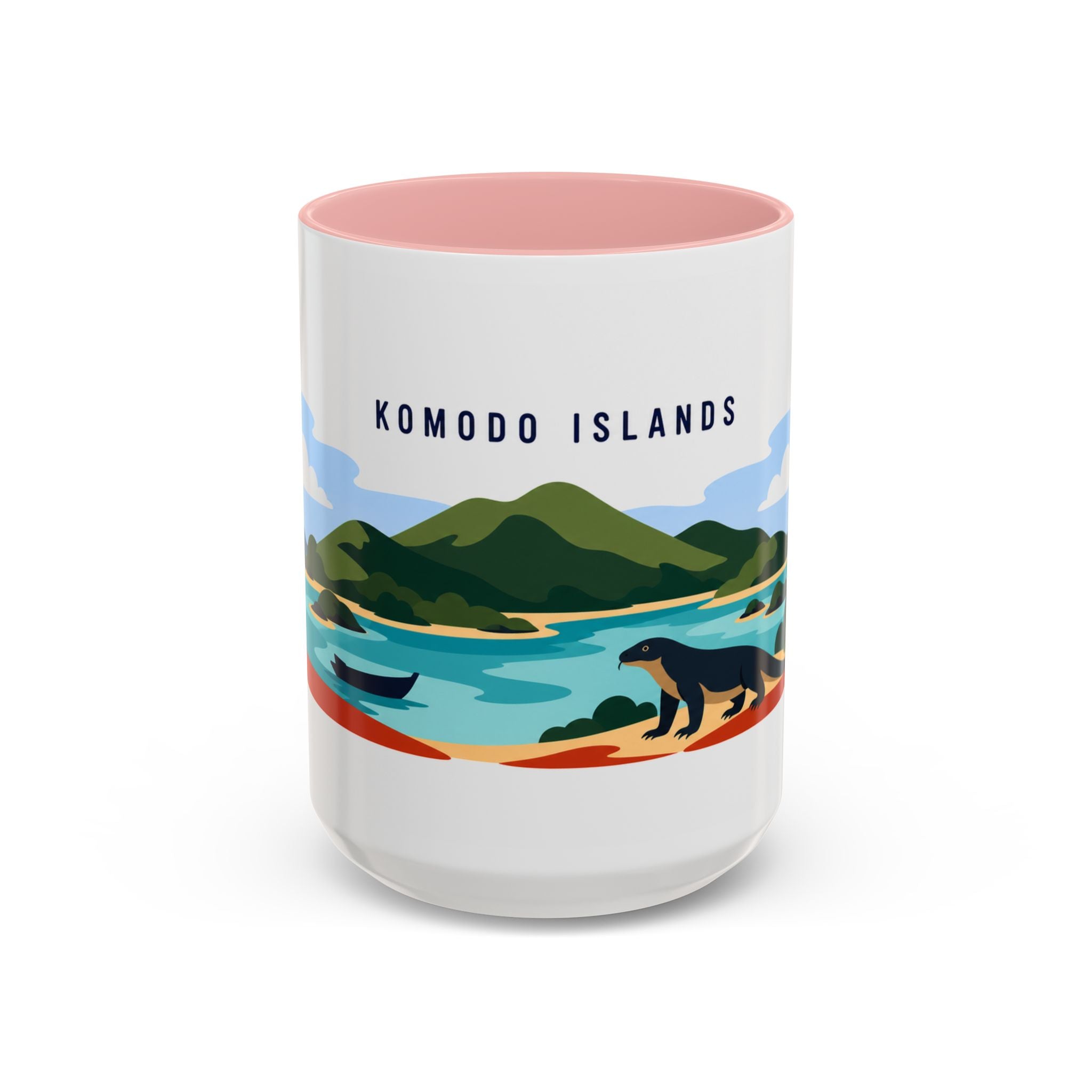 Komodo Islands Coffee Mug | Travel Destination Souvenir Gift | Accent Color Ceramic 11oz 15oz