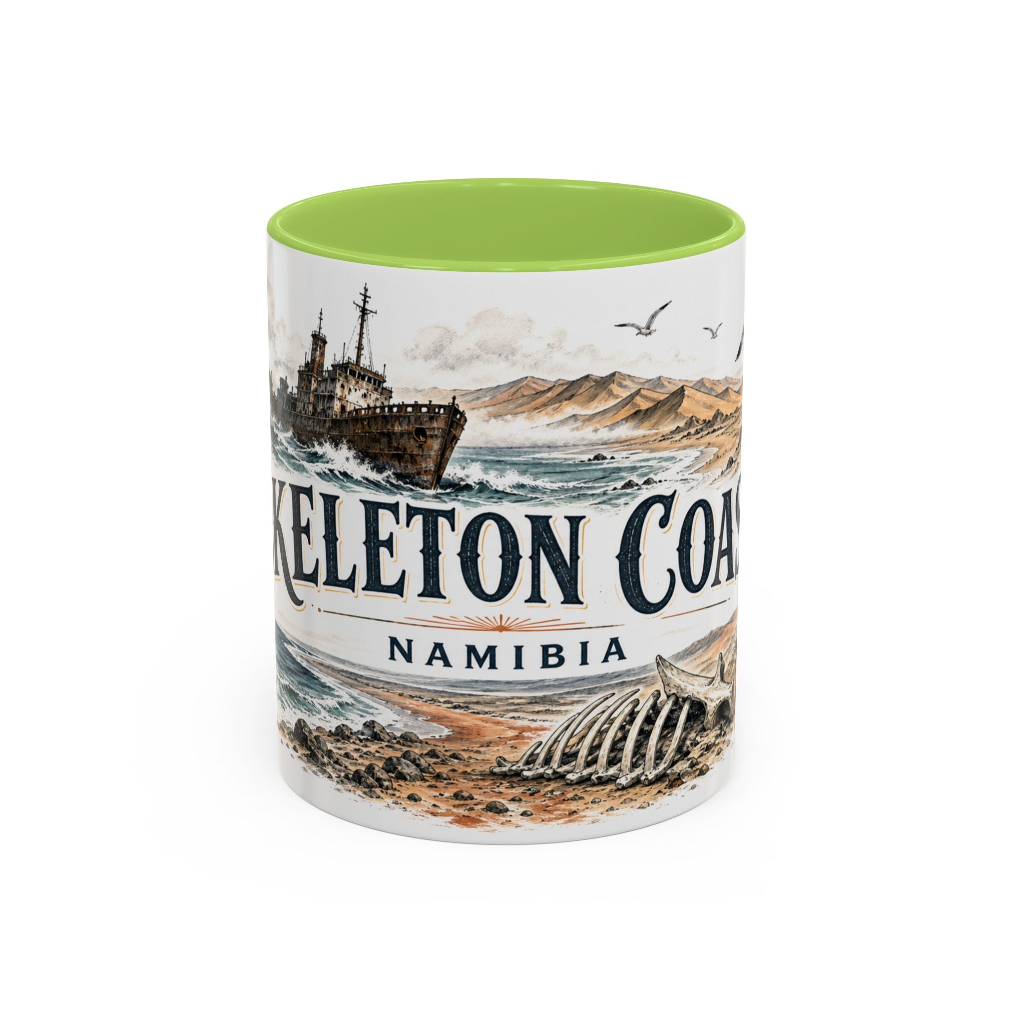 Skeleton Coast Mug, Namibia Travel Souvenir, Bucket List Gift, Accent Ceramic Coffee Mug 11oz 15oz