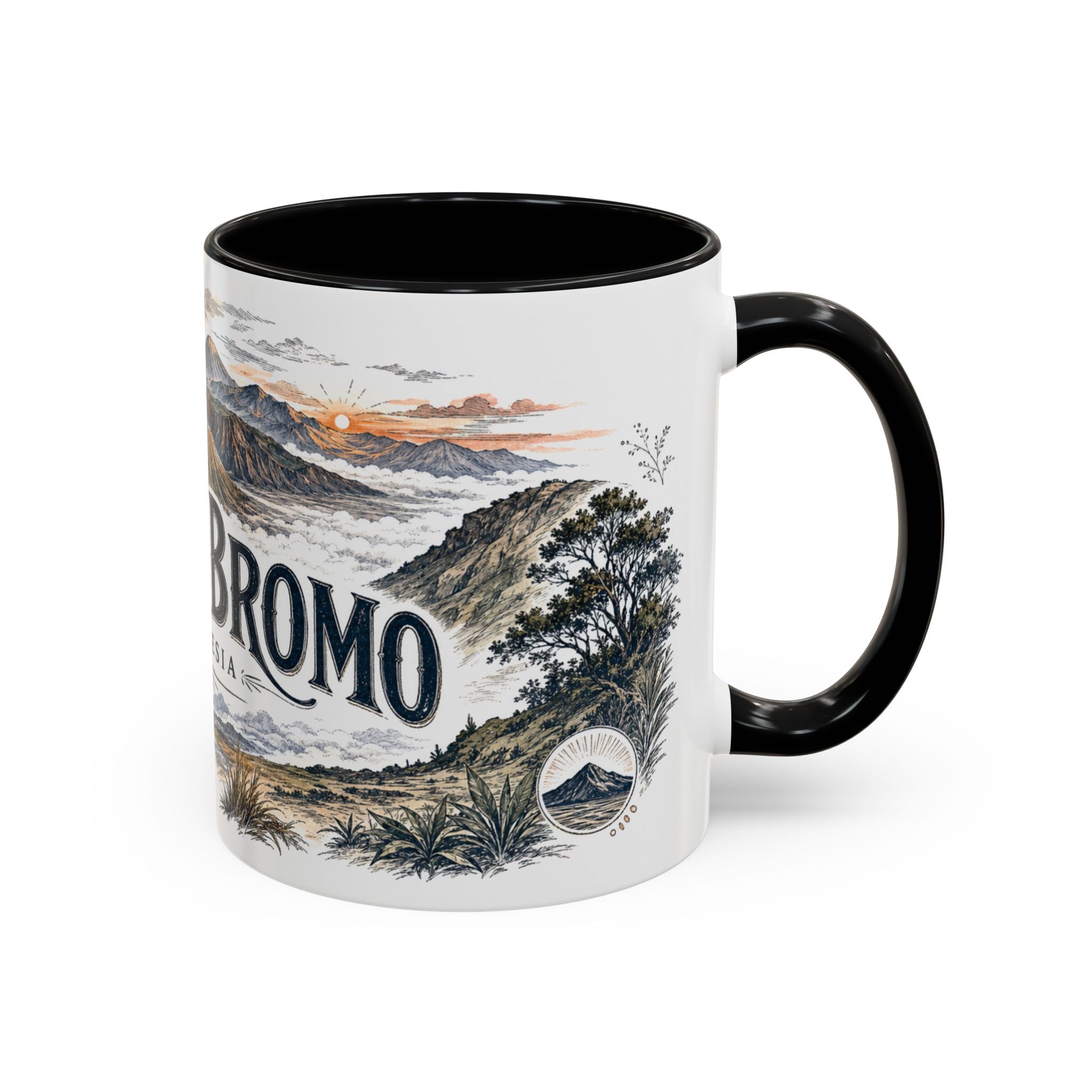 Mount Bromo Mug, Indonesia Travel Souvenir, Bucket List Gift, Accent Ceramic Coffee Mug 11oz 15oz