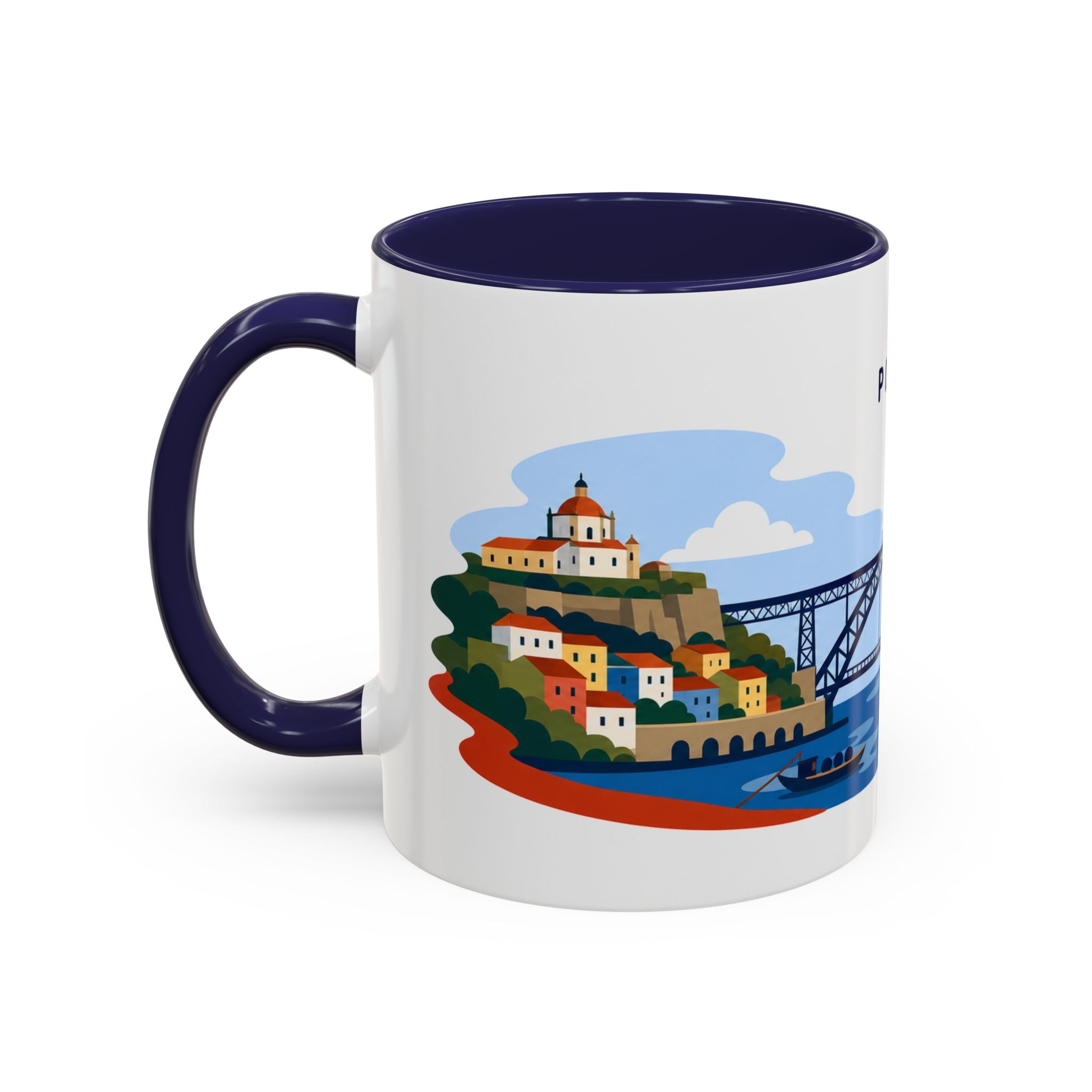 Porto Coffee Mug | Travel Destination Souvenir Gift | Accent Color Ceramic 11oz 15oz