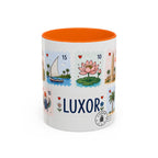 Luxor Coffee Mug | Postage Stamp Collage Mug | Travel Souvenir Accent Cup 11oz 15oz