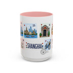 Shanghai Coffee Mug | Postage Stamp Collage Mug | Travel Souvenir Accent Cup 11oz 15oz