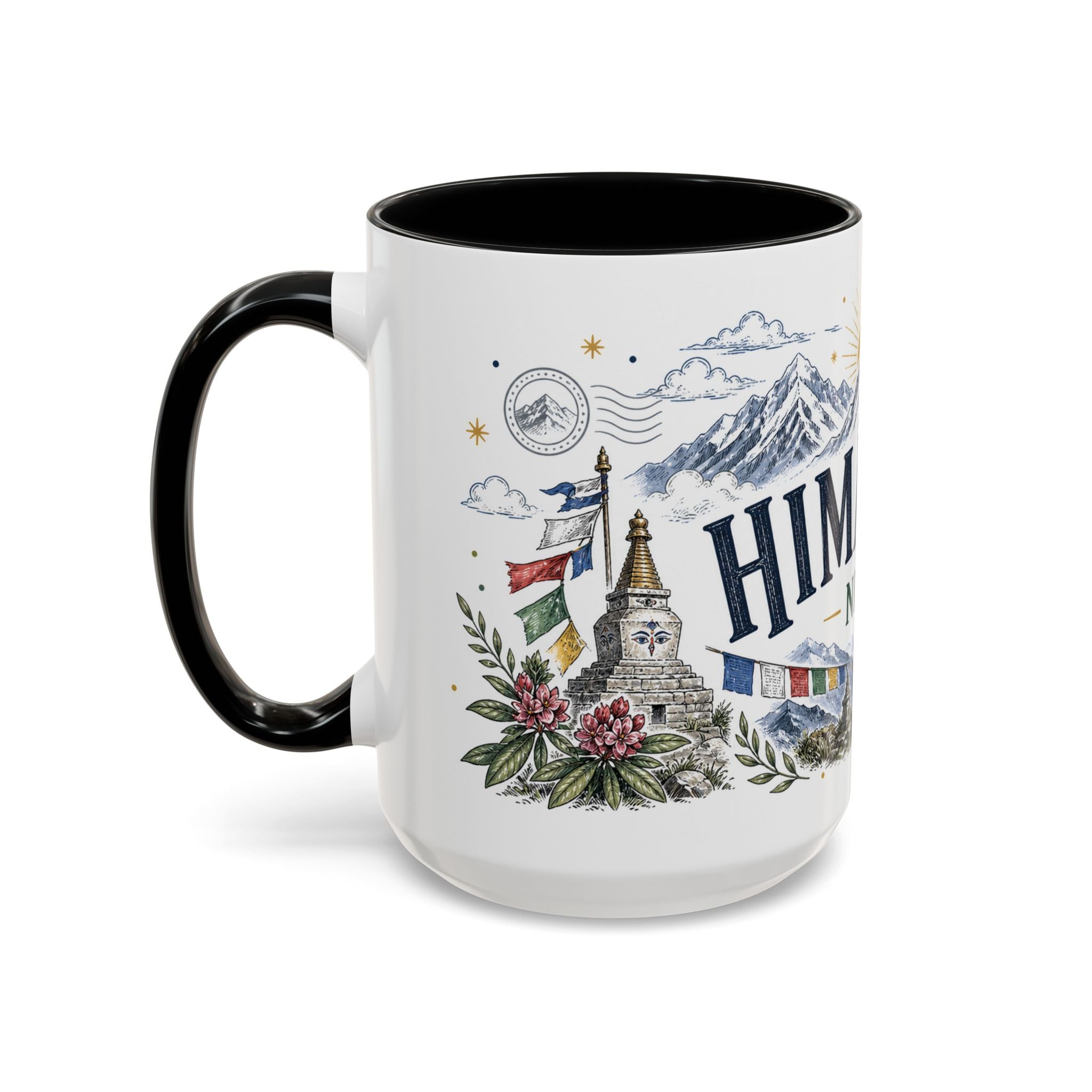 Himalaya Coffee Mug | Travel Destination Souvenir Gift | Accent Color Ceramic 11oz 15oz