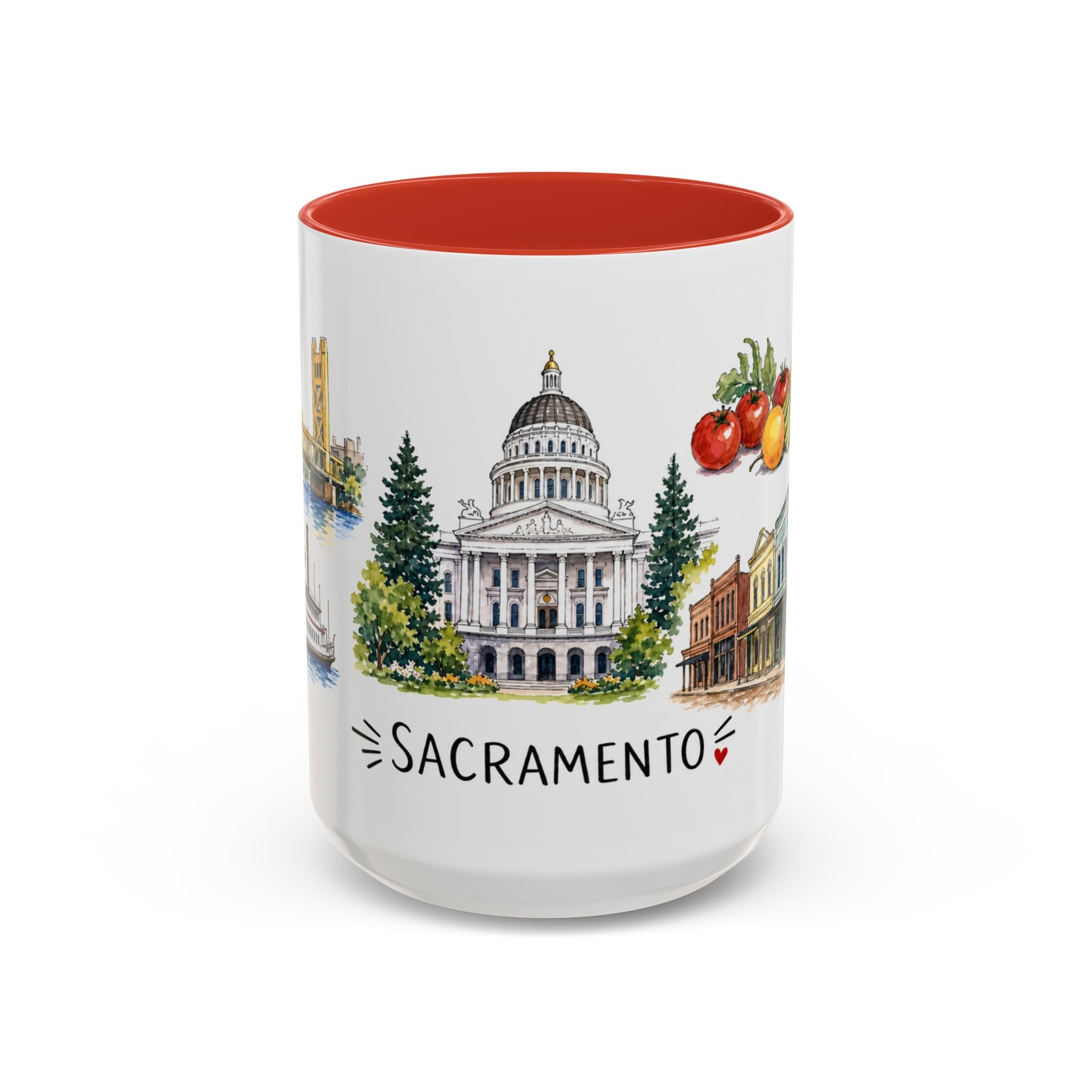 Sacramento Illustrated Travel Mug | City Souvenir Accent Coffee Mug | 11oz 15oz Ceramic Cup
