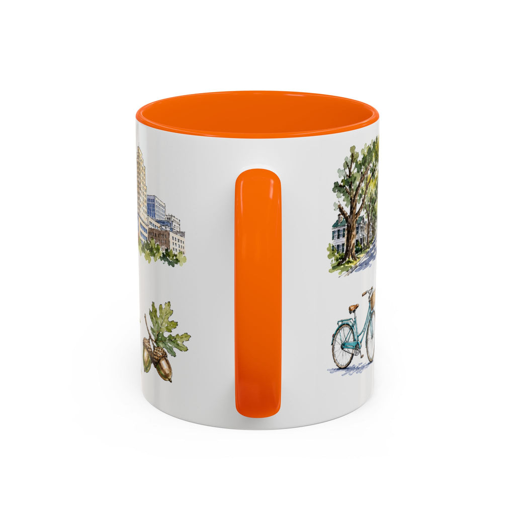 Raleigh Illustrated Travel Mug | City Souvenir Accent Coffee Mug | 11oz 15oz Ceramic Cup