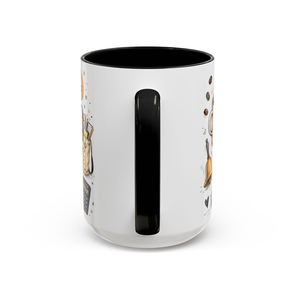 Teacher Fuel Coffee Mug | Powered by Coffee and Wine Funny Gift | Accent Color Ceramic 11oz 15oz