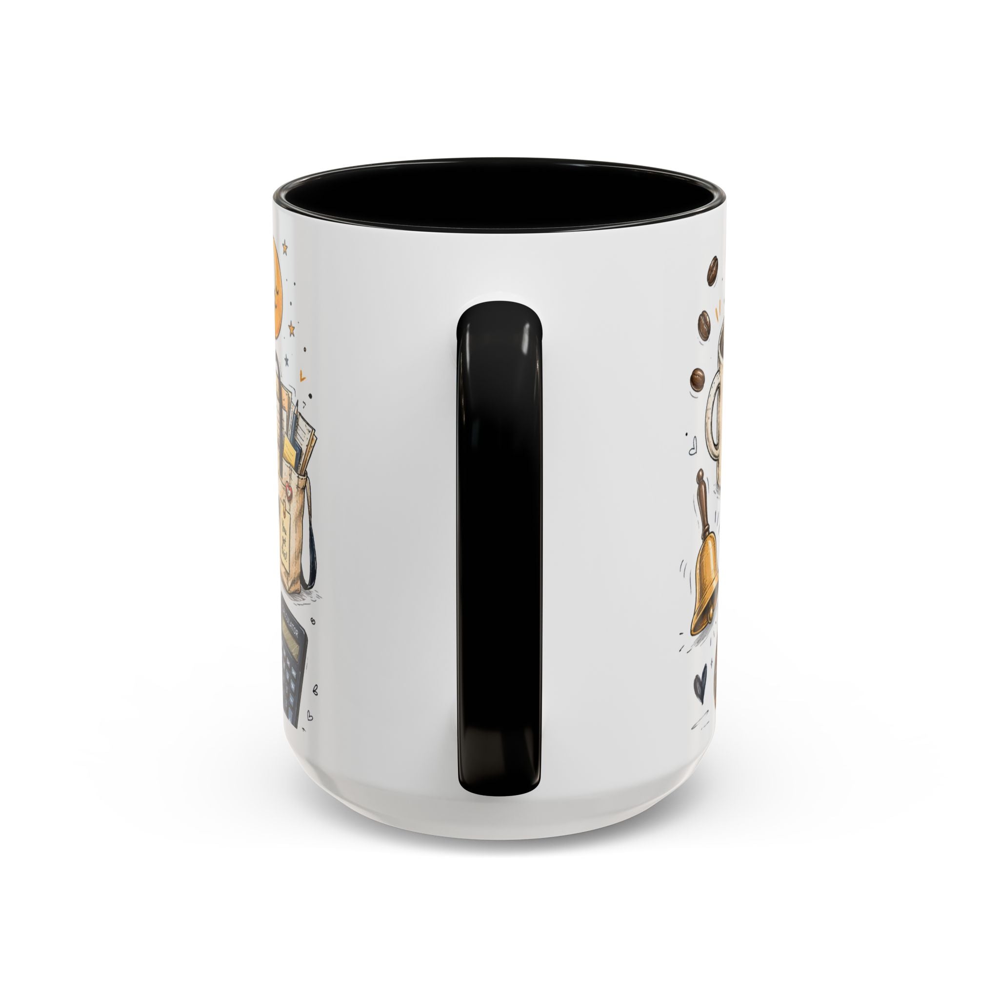 Teacher Fuel Coffee Mug | Powered by Coffee and Wine Funny Gift | Accent Color Ceramic 11oz 15oz