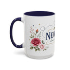 New York State Map Mug | Botanical Rose Accents, Long Distance Friendship Gift