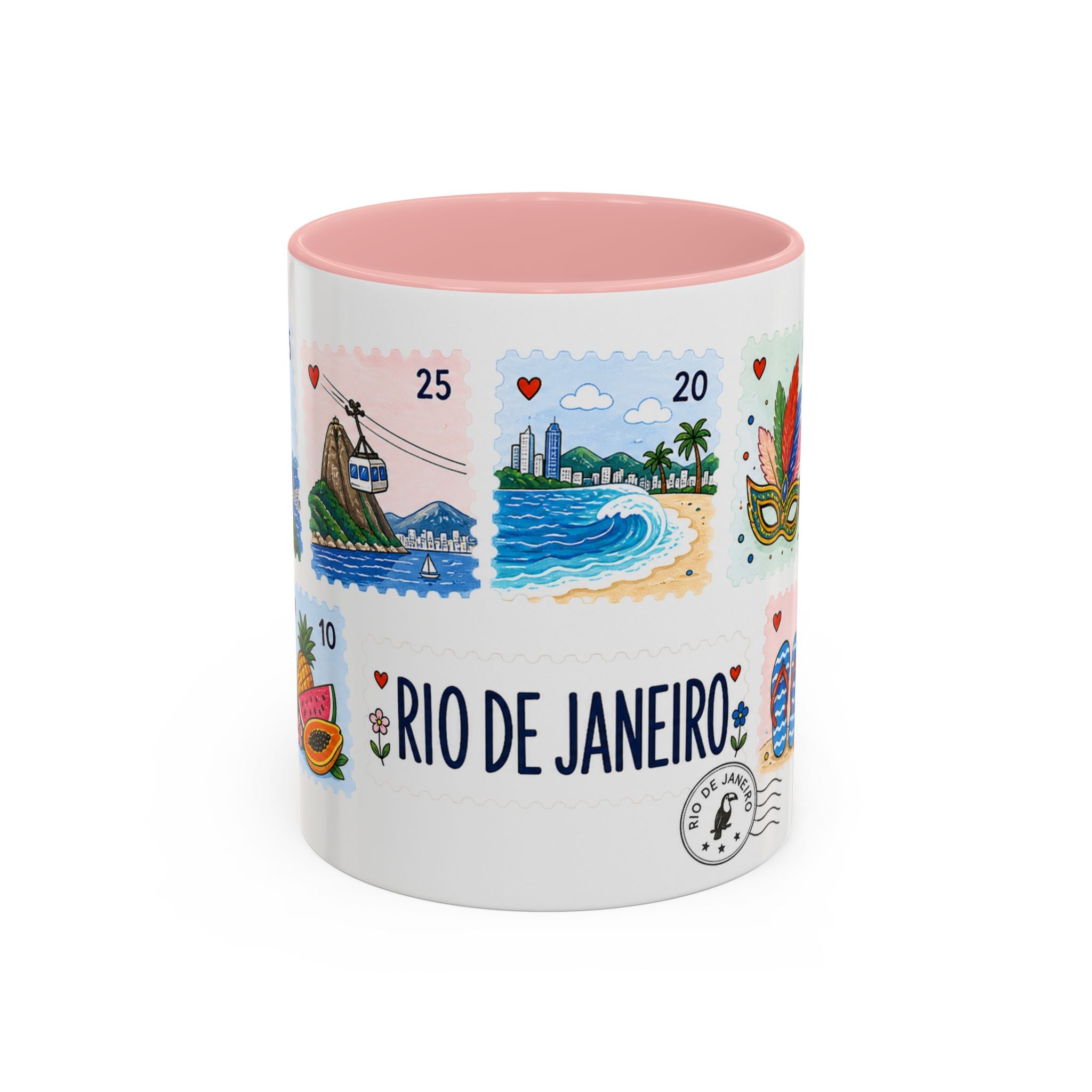 Rio de Janeiro Coffee Mug | Postage Stamp Collage Mug | Travel Souvenir Accent Cup 11oz 15oz