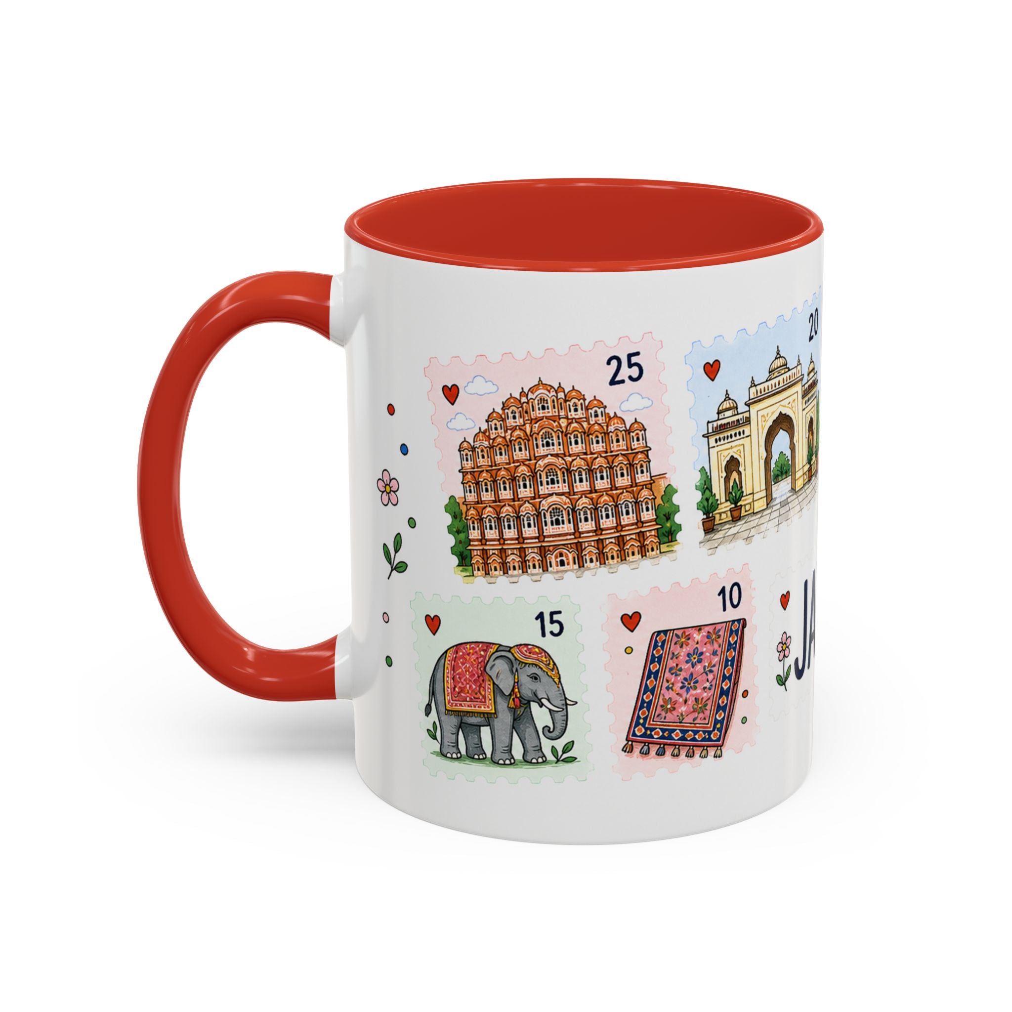 Jaipur Coffee Mug | Postage Stamp Collage Mug | Travel Souvenir Accent Cup 11oz 15oz
