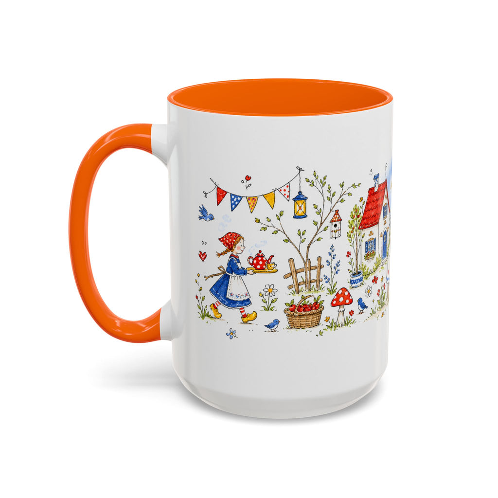 Storybook Cottage Breakfast Mug | Hand Painted Fairy Tale Accent Coffee Mug