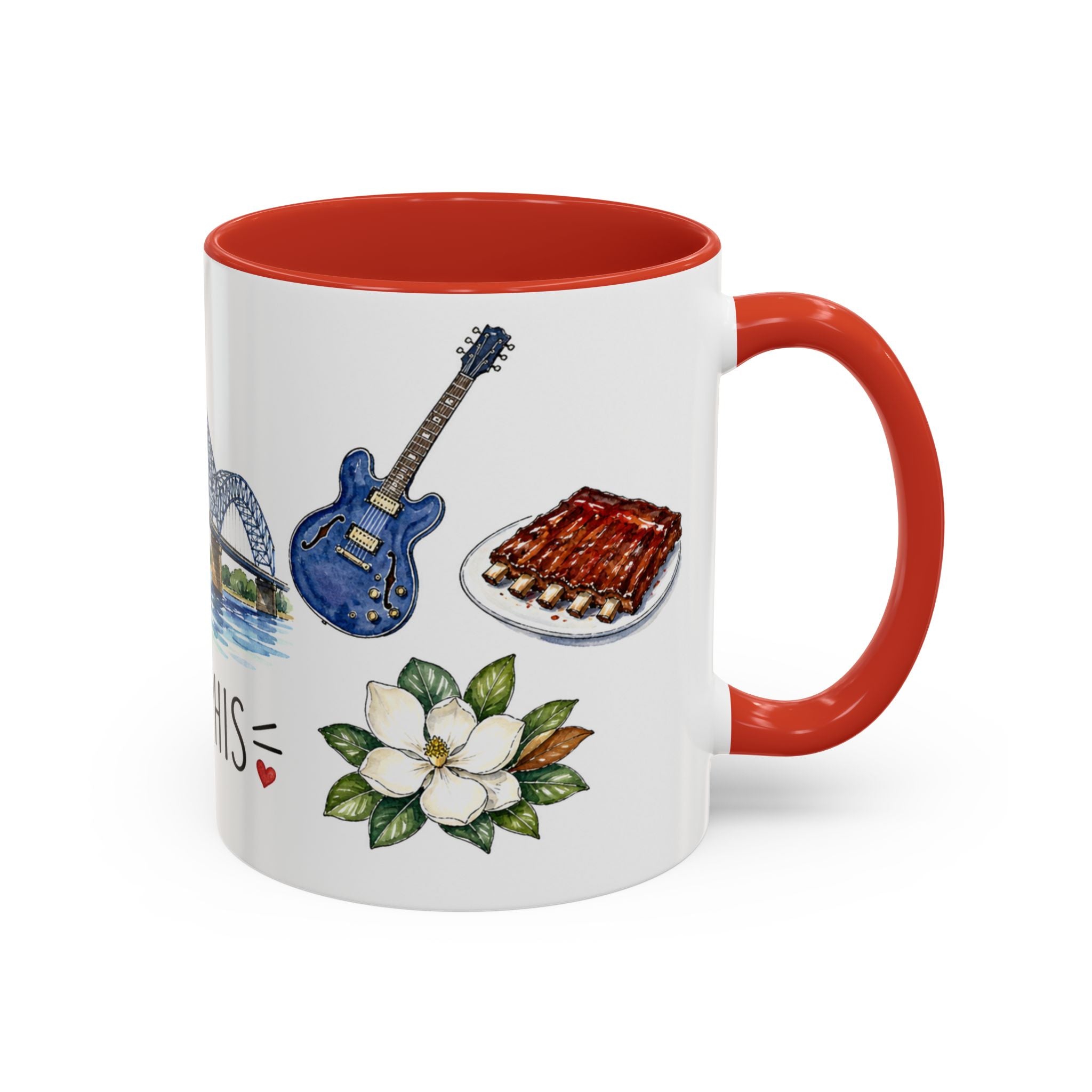 Memphis Illustrated Travel Mug | City Souvenir Accent Coffee Mug | 11oz 15oz Ceramic Cup