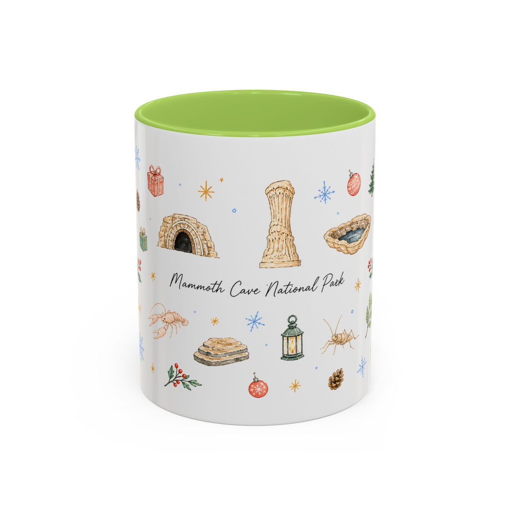 Mammoth Cave National Park Christmas Mug | Watercolor Travel Souvenir | Holiday Gift | Accent Ceramic Coffee Cup 11oz 15oz