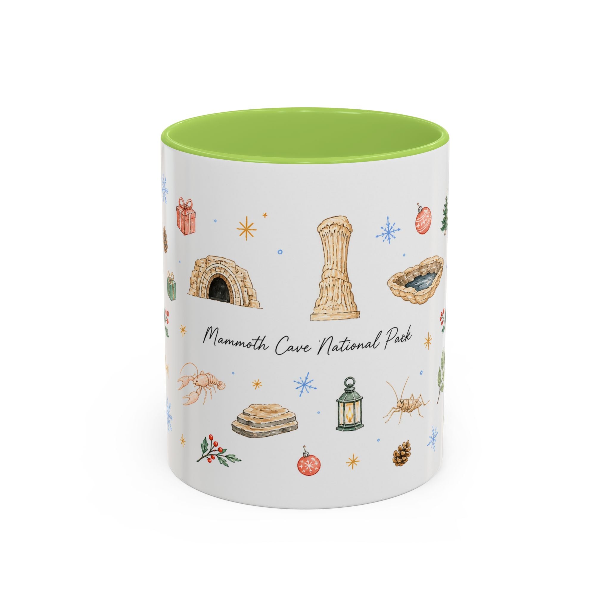 Mammoth Cave National Park Christmas Mug | Watercolor Travel Souvenir | Holiday Gift | Accent Ceramic Coffee Cup 11oz 15oz