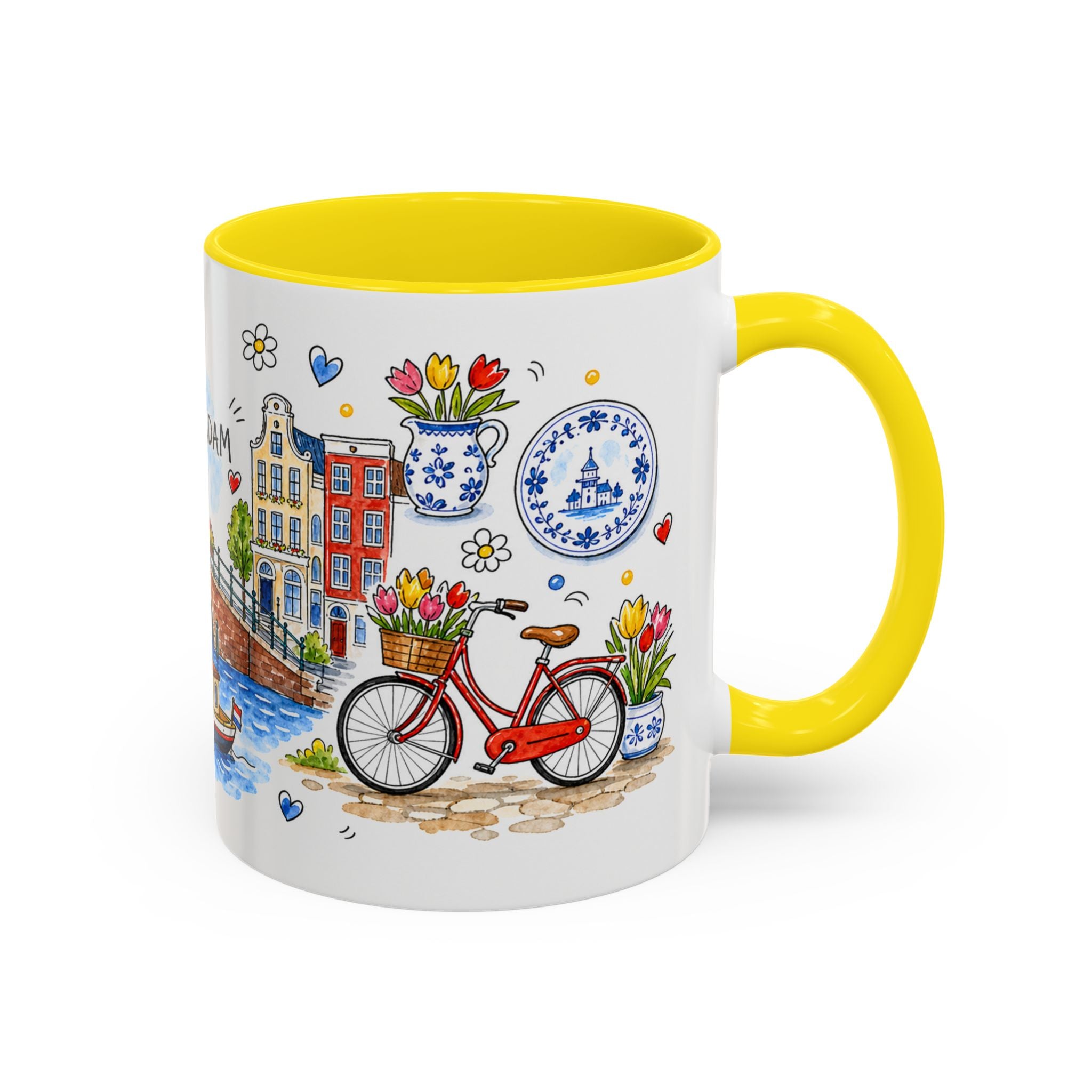 Amsterdam Travel Mug | European City Souvenir Accent Coffee Mug | 11oz 15oz Ceramic Cup