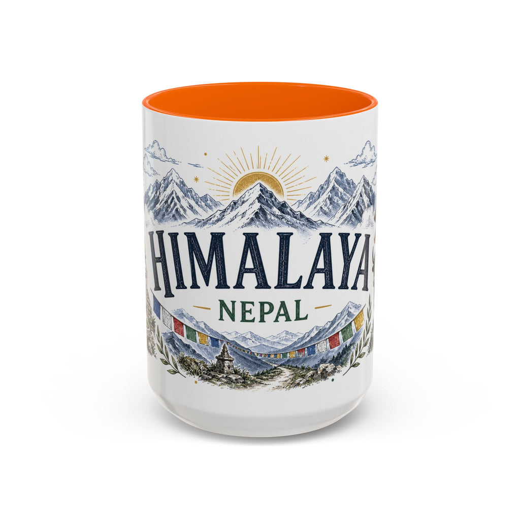 Himalaya Coffee Mug | Travel Destination Souvenir Gift | Accent Color Ceramic 11oz 15oz