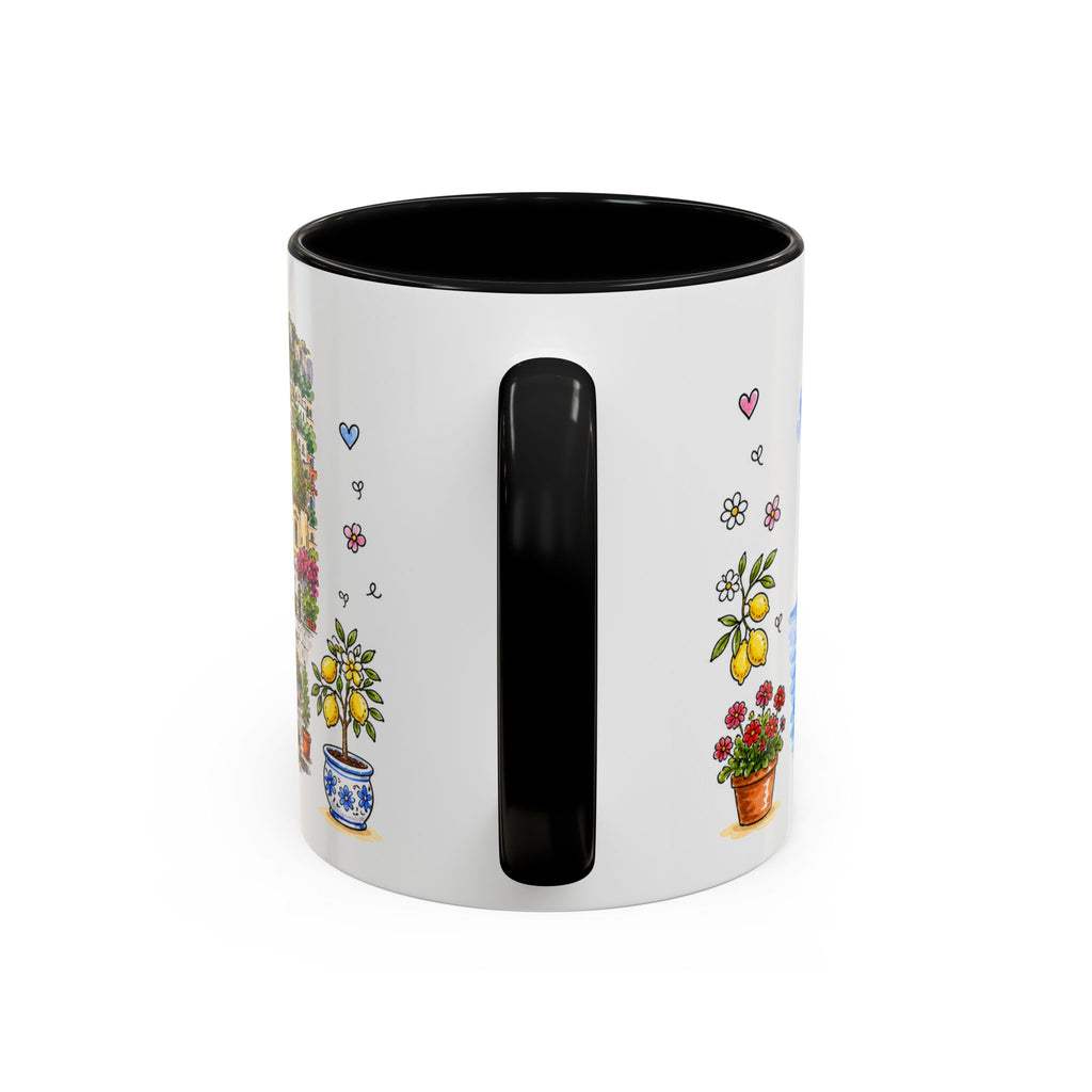 Positano Illustrated Travel Mug | Italy Souvenir Accent Coffee Mug | 11oz 15oz Ceramic Cup