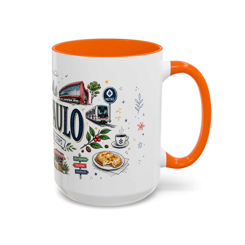 Sao Paulo Coffee Mug | Brazil Souvenir Travel Gift | Accent Color Ceramic 11oz 15oz