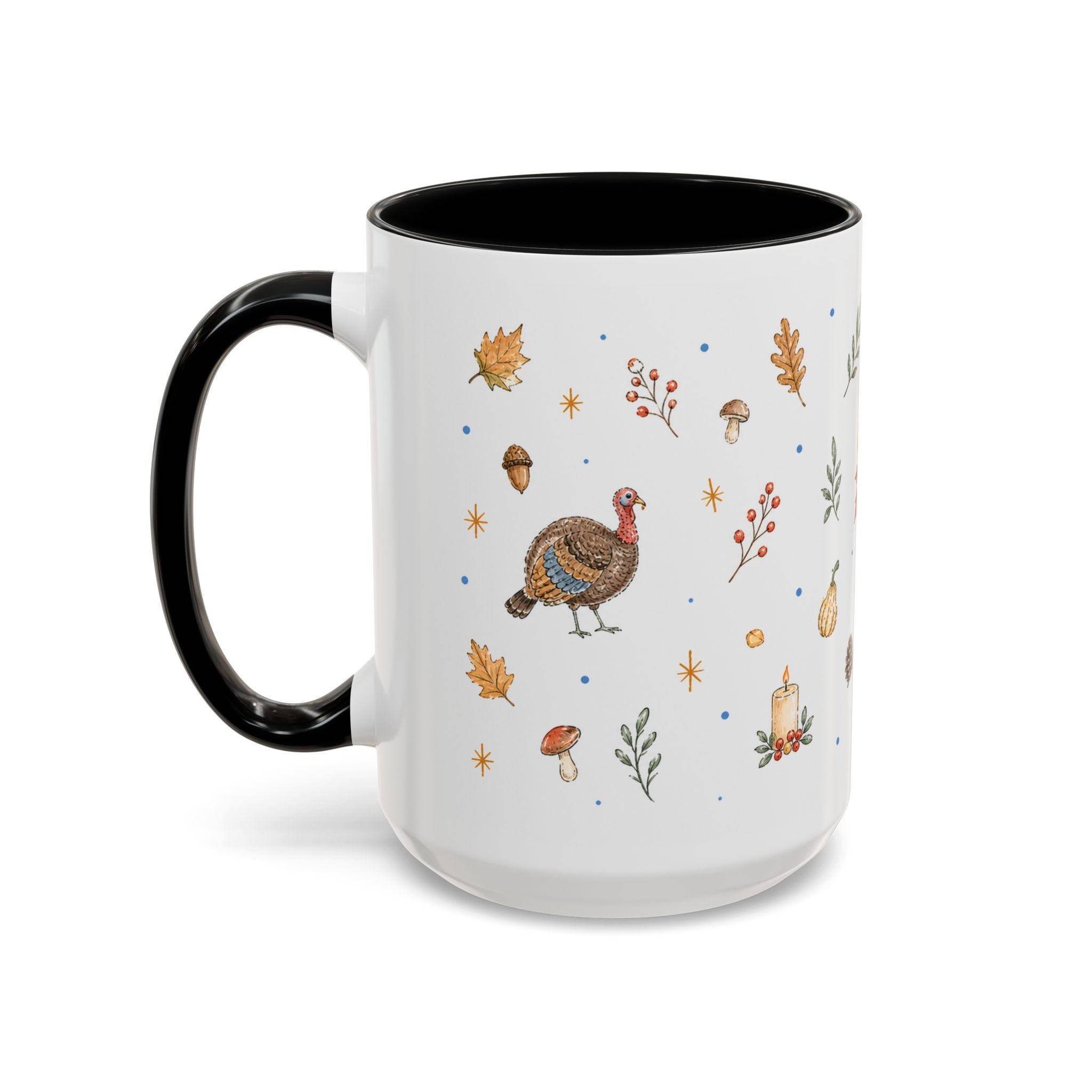 Thanksgiving Turkey Mug | Friendly Woodland Watercolor Gift | Autumn Accent Cup 11oz 15oz