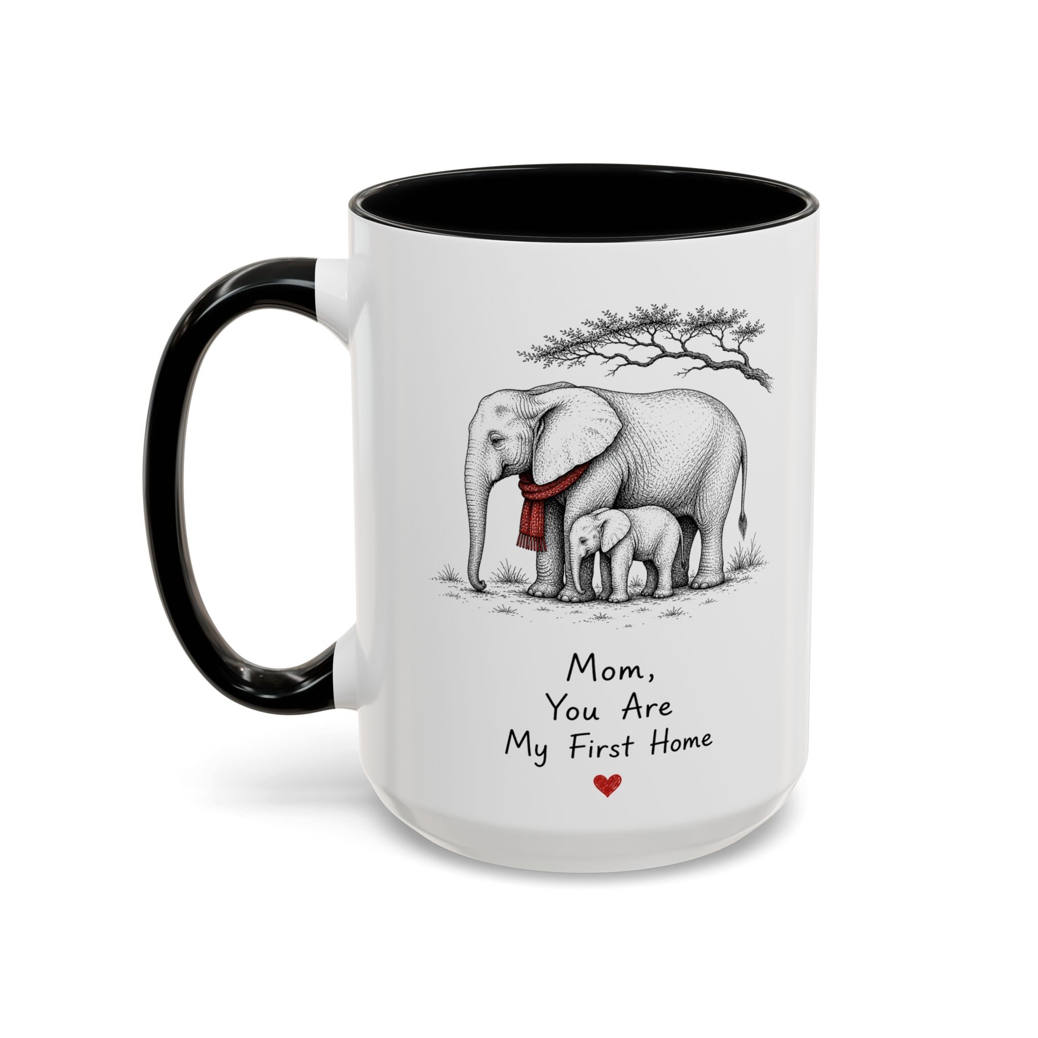 Elephant Mom Coffee Mug | First Home Forever Heart | Mother's Day Gift