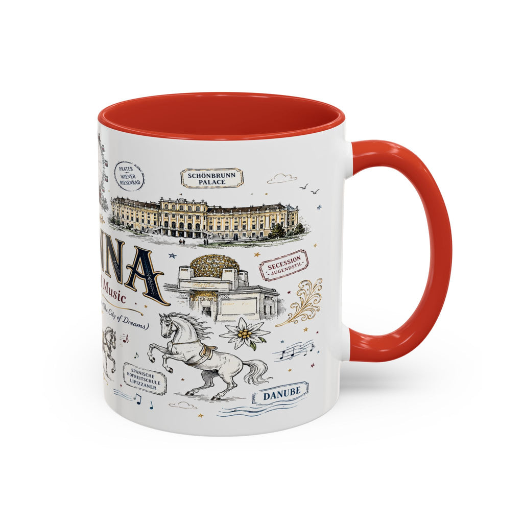 Vienna Coffee Mug | Austria Souvenir Travel Gift | Accent Color Ceramic 11oz 15oz