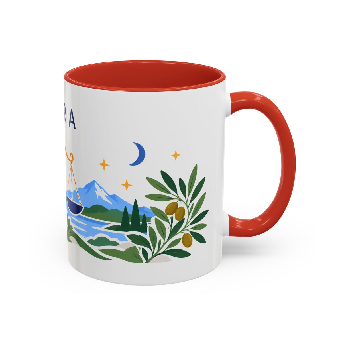 Libra Zodiac Coffee Mug | Scales and Rose Design | Astrology Birthday Gift | 11 oz 15 oz Ceramic Accent Mug