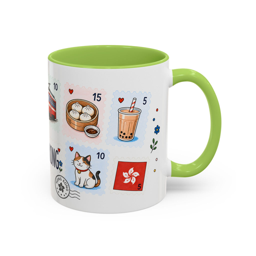 Hong Kong Coffee Mug | Postage Stamp Collage Mug | Travel Souvenir Accent Cup 11oz 15oz