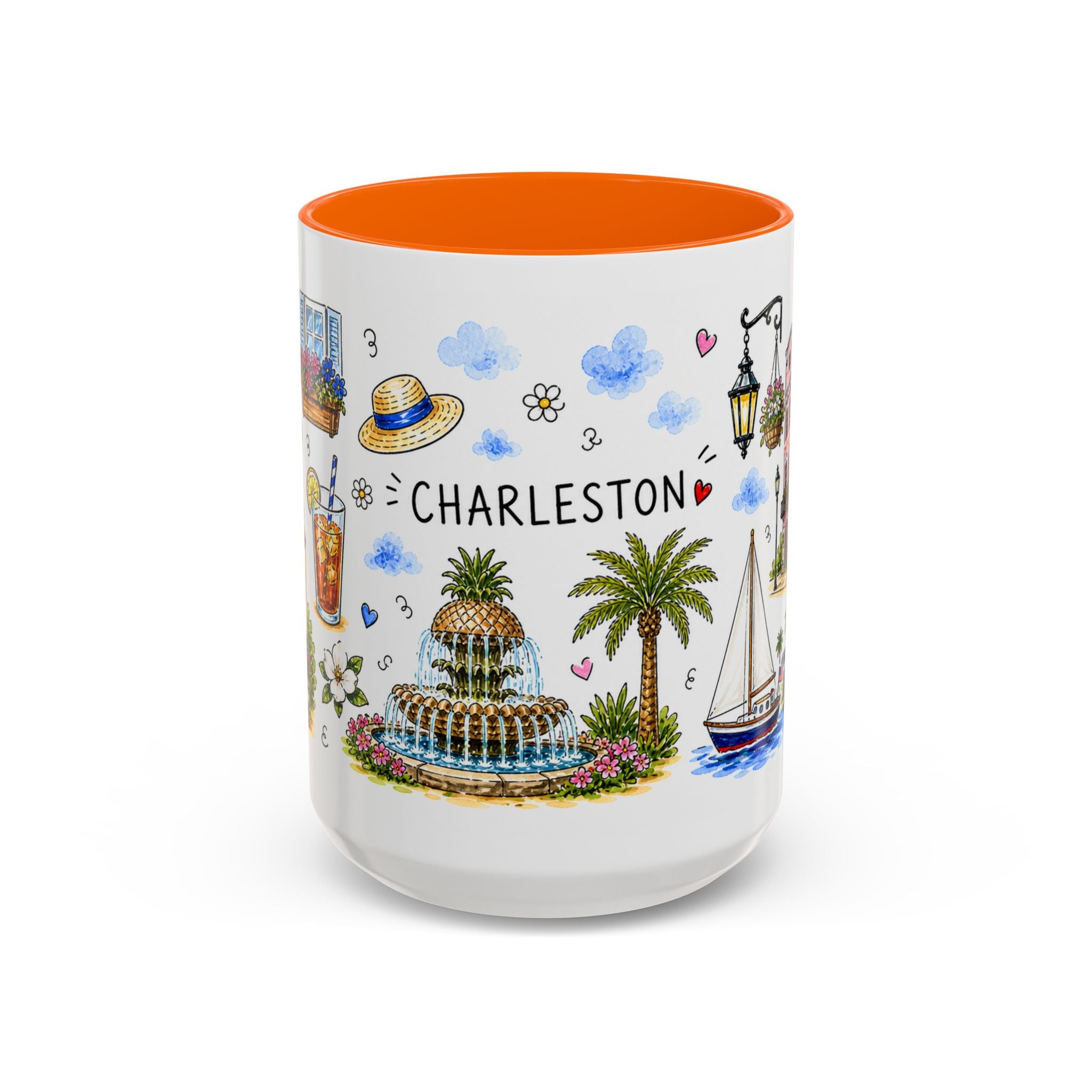 Charleston Illustrated Travel Mug | City Souvenir Accent Coffee Mug | 11oz 15oz Ceramic Cup
