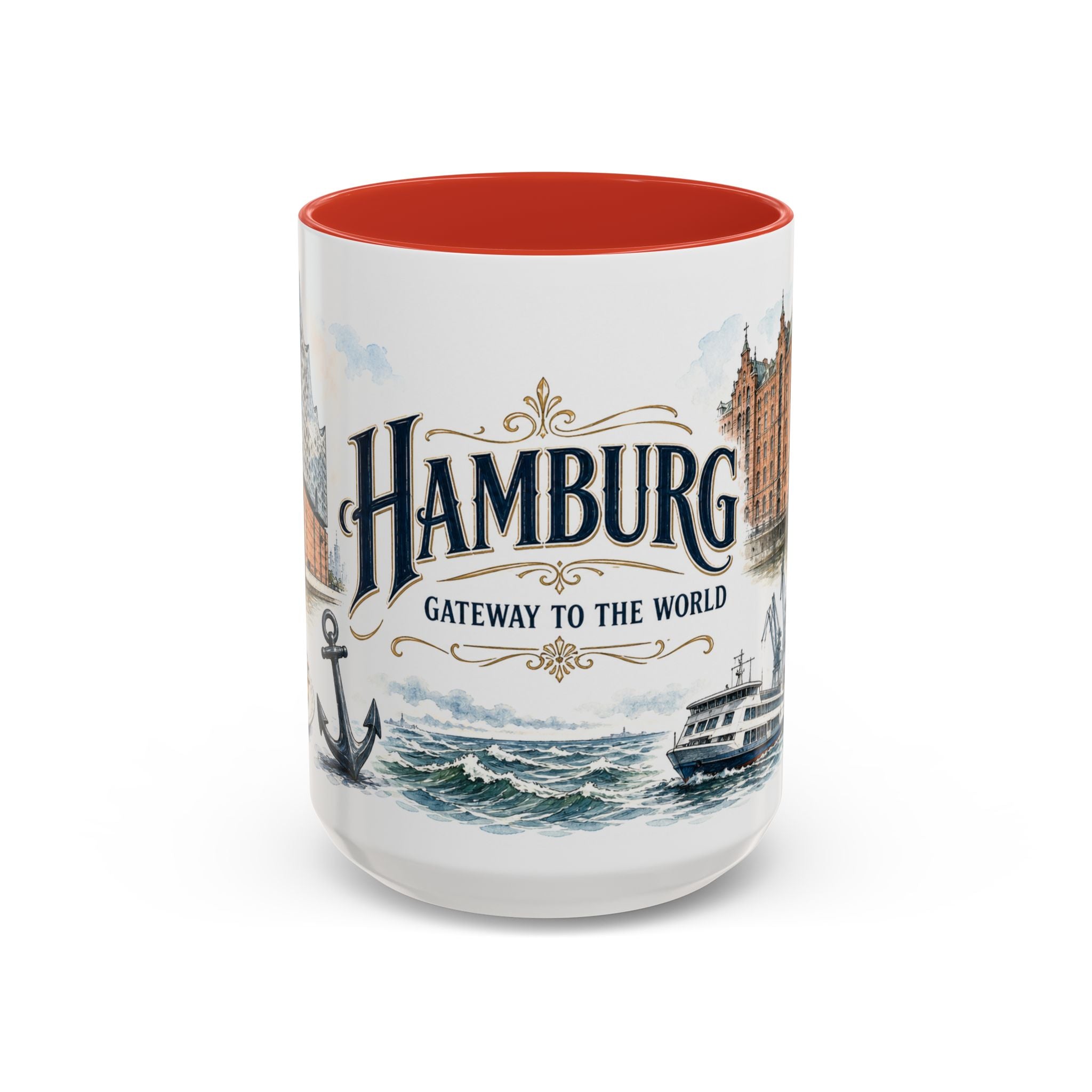 Hamburg Coffee Mug | Germany Travel Souvenir | Vintage Illustrated City Gift | 11 oz 15 oz Accent Mug
