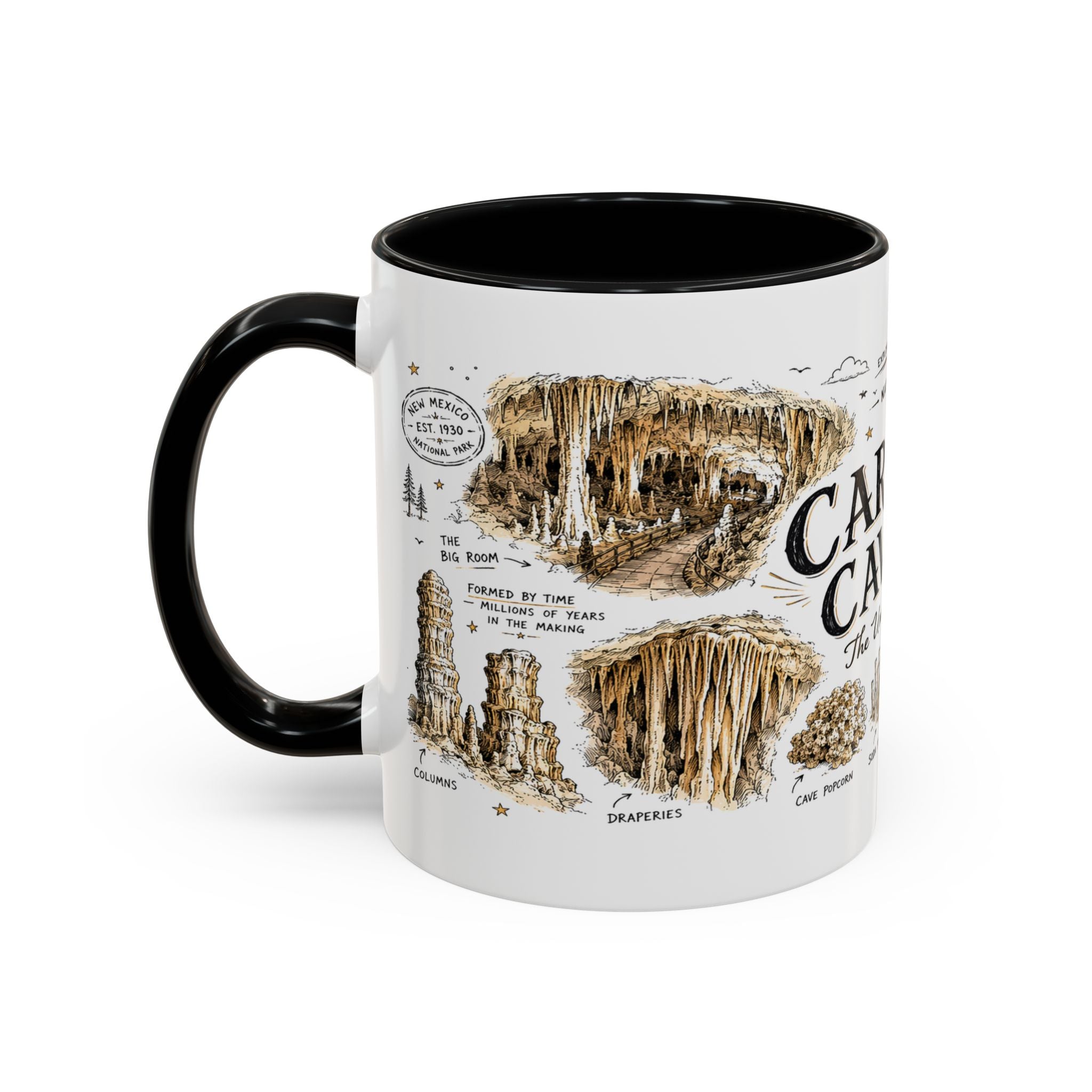 Carlsbad Caverns National Park Coffee Mug | New Mexico Cave Exploration Bat Gift | Accent Color Ceramic 11oz 15oz