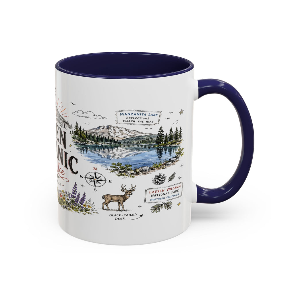 Lassen Volcanic National Park Coffee Mug | California Volcano Geothermal Hiking Gift | Accent Color Ceramic 11oz 15oz