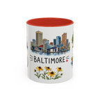 Baltimore Illustrated Travel Mug | City Souvenir Accent Coffee Mug | 11oz 15oz Ceramic Cup