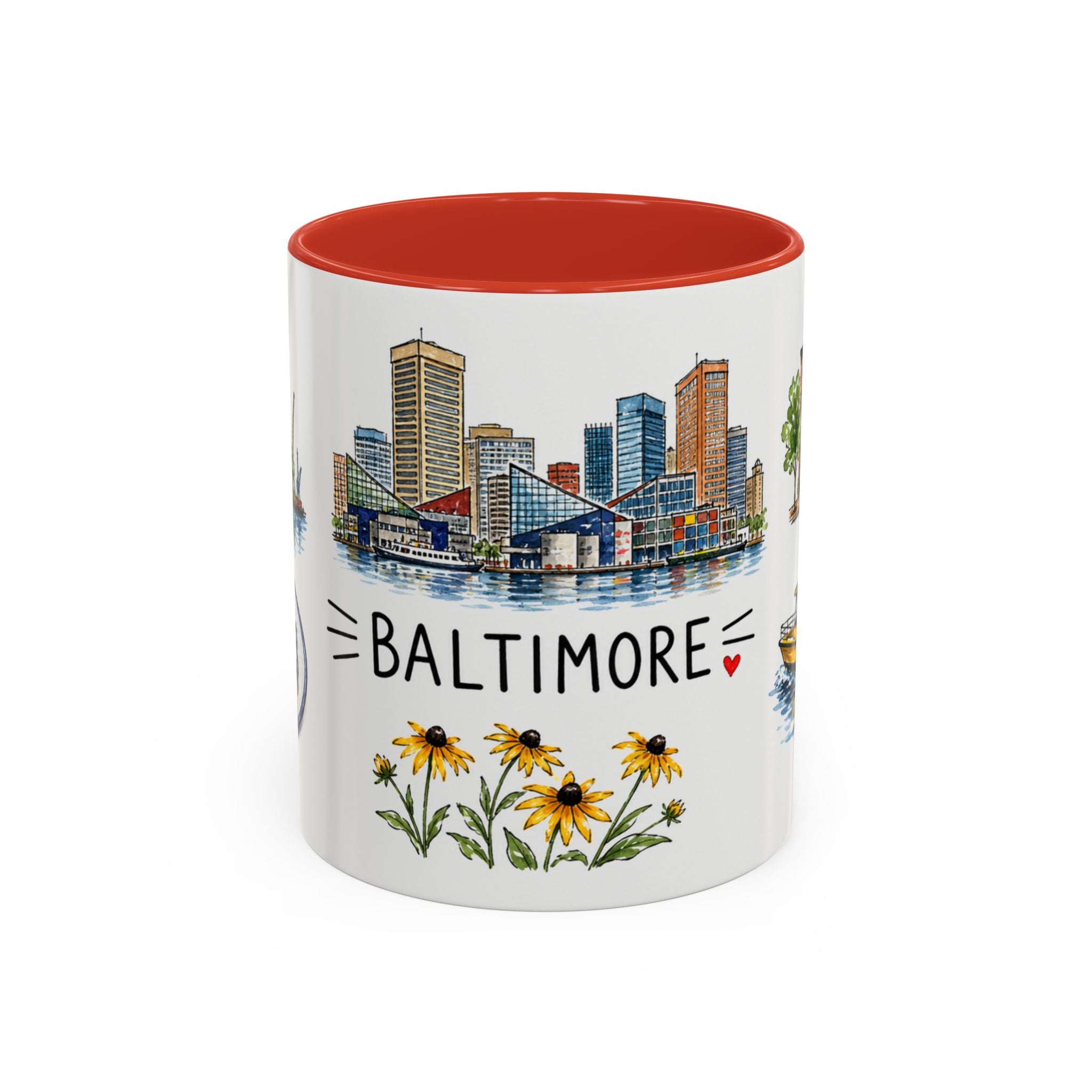 Baltimore Illustrated Travel Mug | City Souvenir Accent Coffee Mug | 11oz 15oz Ceramic Cup