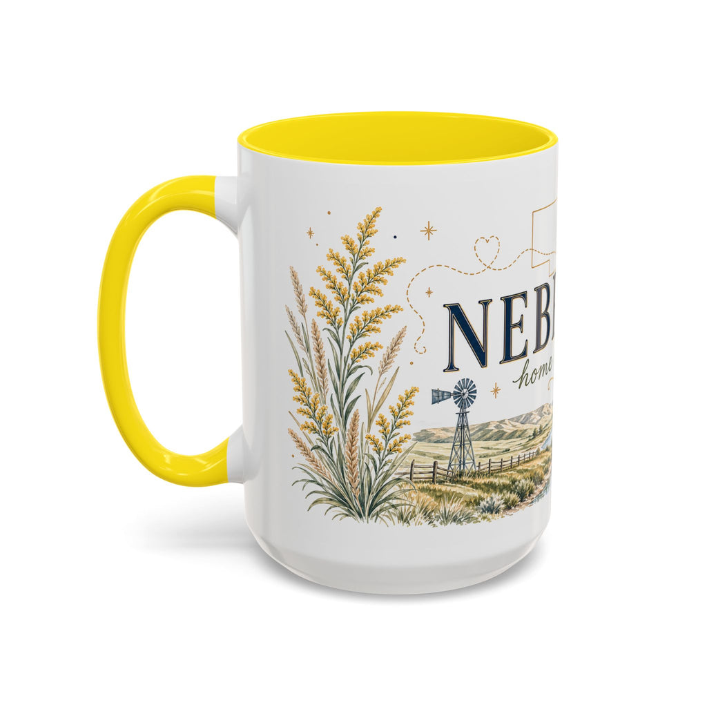 Nebraska State Mug | Moving Away, Long Distance Friendship Gift | Botanical Landscape Accent Mug