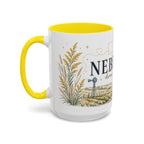 Nebraska State Mug | Moving Away, Long Distance Friendship Gift | Botanical Landscape Accent Mug
