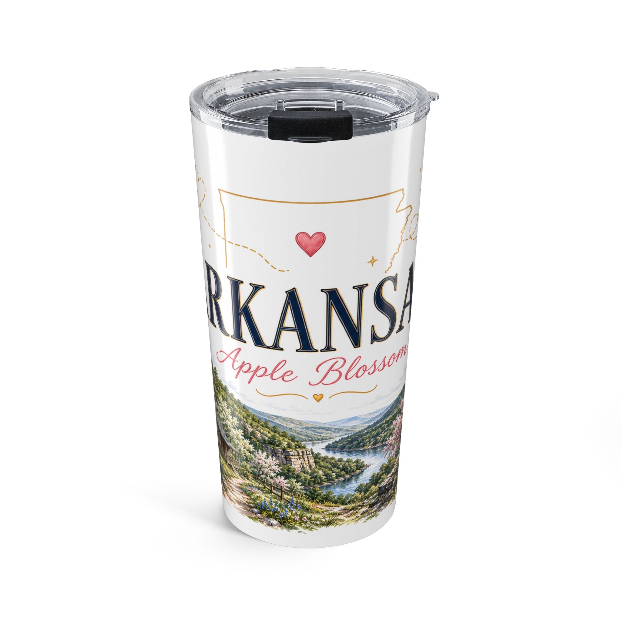 Arkansas State Flower 20oz Tumbler | Apple Blossom Botanical State Flower Gift | Insulated Stainless Steel Travel Cup